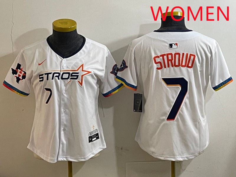 Women Houston Astros #7 Stroud White Fourth generation Joint Name Nike 2025 MLB Jersey style 6->women mlb jersey->Women Jersey